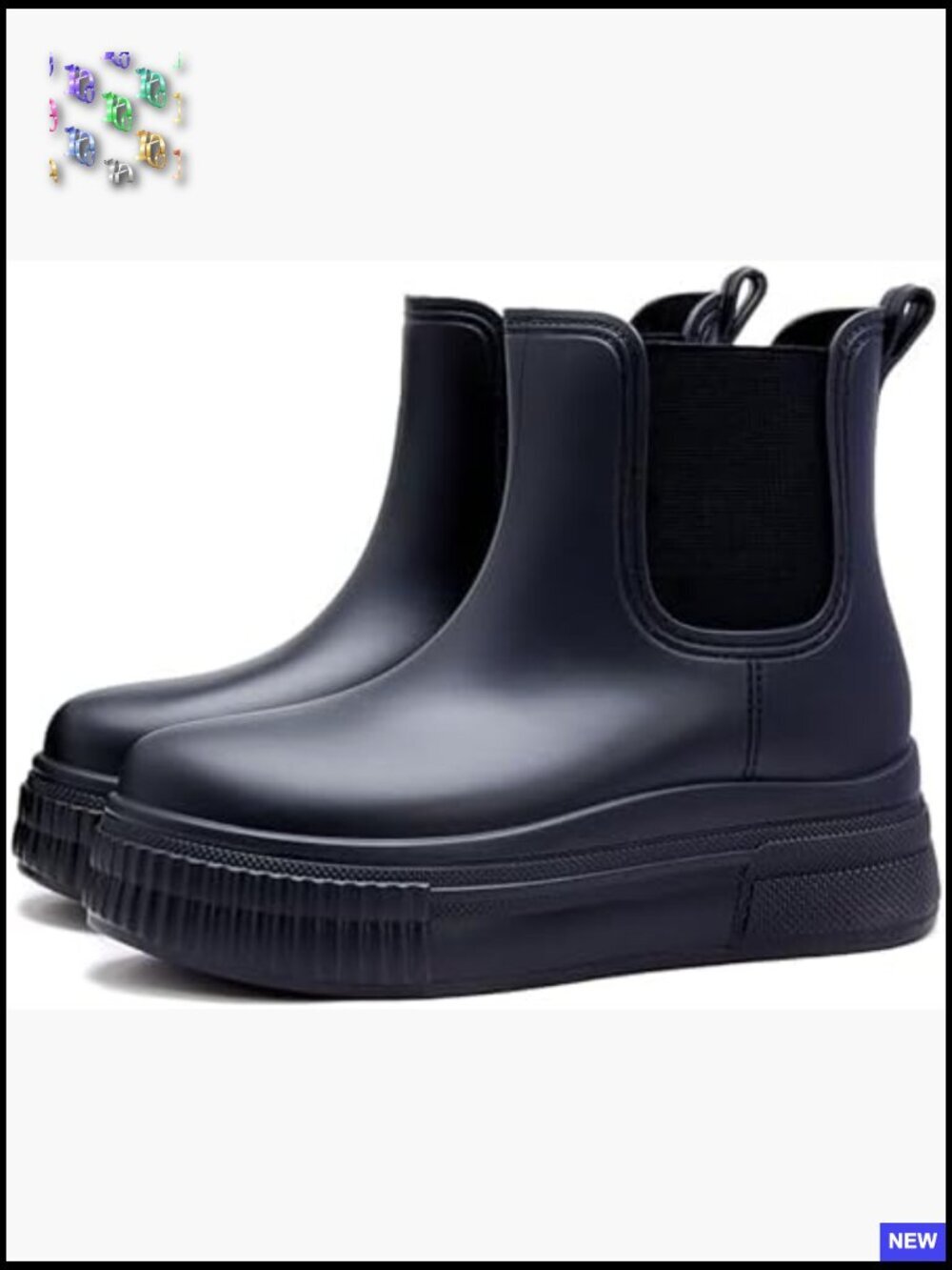 Chunky Platform Ankle Rain Boots Waterproof Slip On Chelsea Boots Comfort Wide